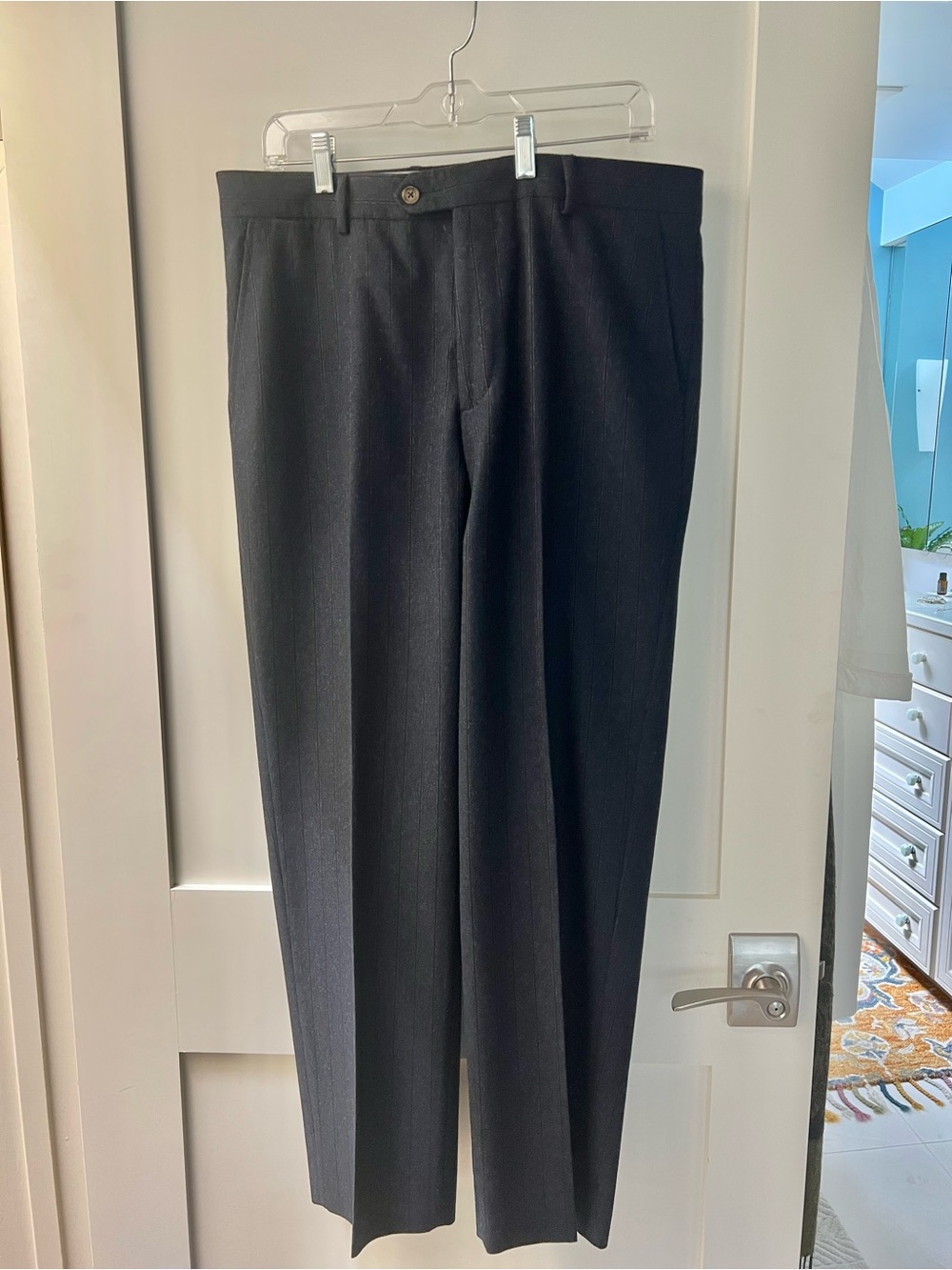 Luciano Barbera charcoal with subtle pinstripes 100% wool. US 36. EU 52